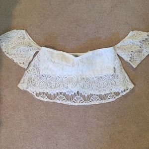 White lace crop top